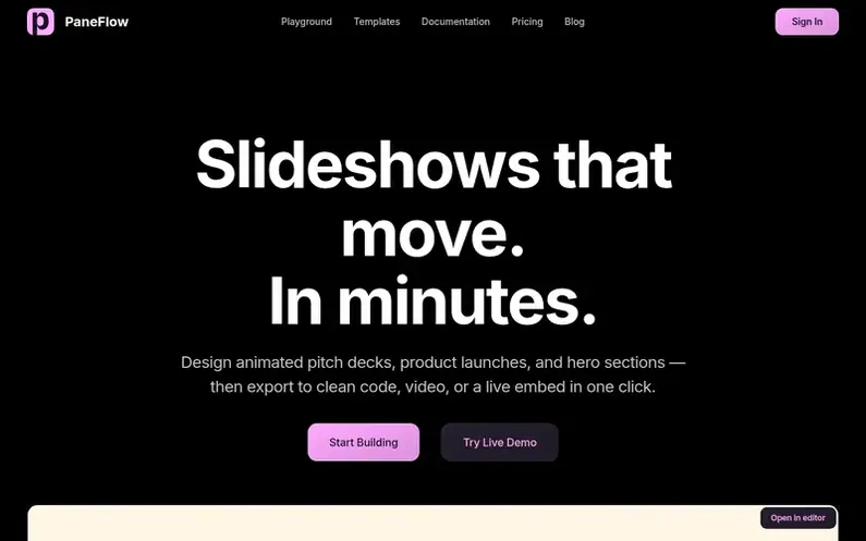 Screenshot of the PaneFlow homepage