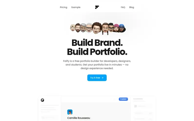 Screenshot of the Folify homepage