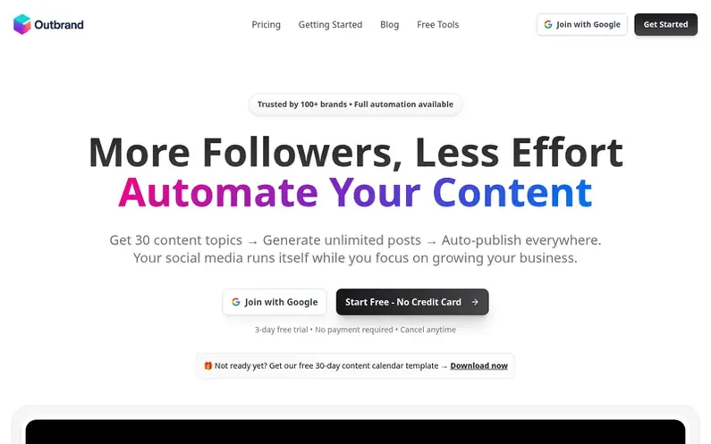 Screenshot of the Outbrand homepage