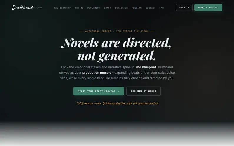 Screenshot of the Drafthand™ homepage