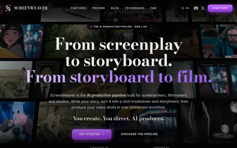 Screenshot of the ScreenWeaver homepage