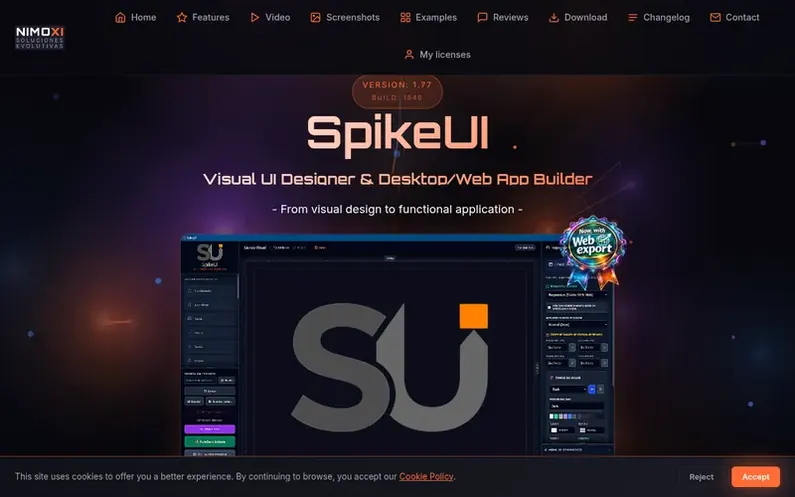 Screenshot of the SpikeUI homepage