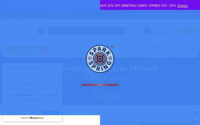 Screenshot of the Spark + Spring® Greetings homepage