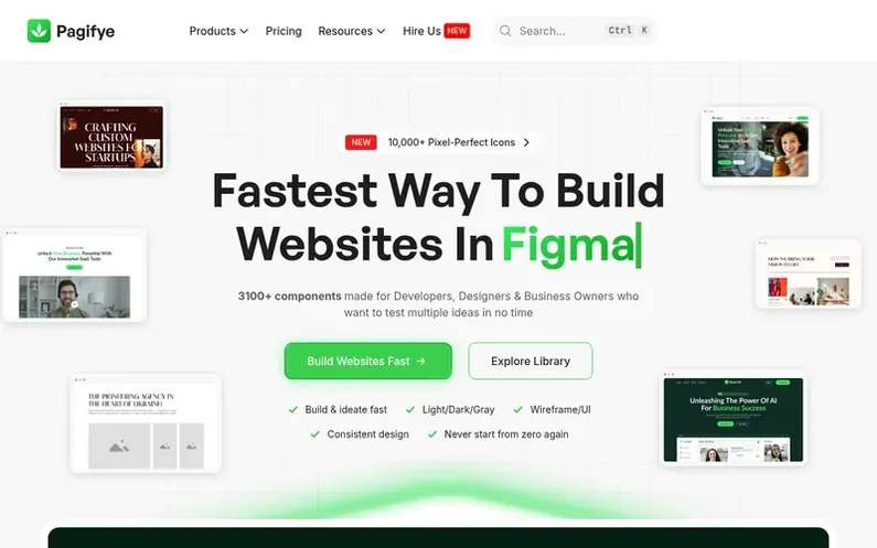 Screenshot of the Pagifye homepage