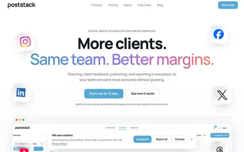 Screenshot of the Poststack™ homepage