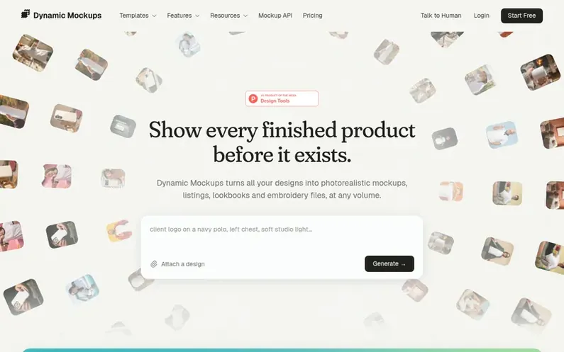 Screenshot of the Dynamic Mockups homepage