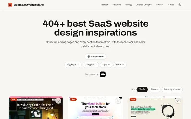 Screenshot of the BestSaaSWebDesigns homepage