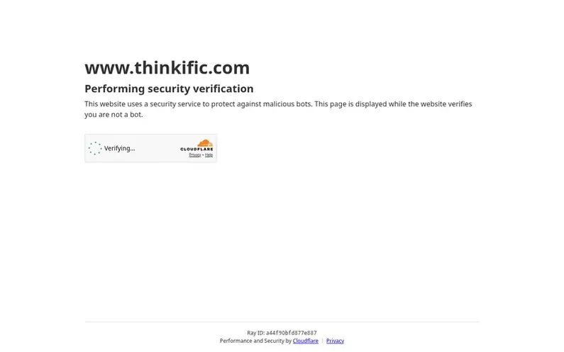 Screenshot of the Thinkific homepage