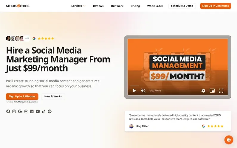Screenshot of the Smarcomms homepage