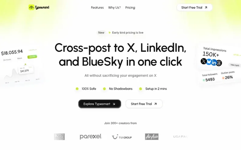 Screenshot of the TypeSmart homepage