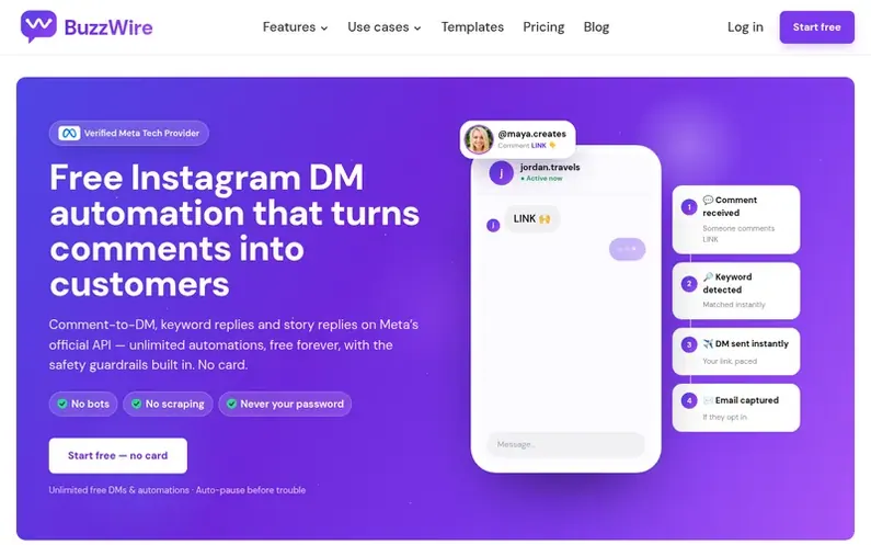 Screenshot of the BuzzWire homepage