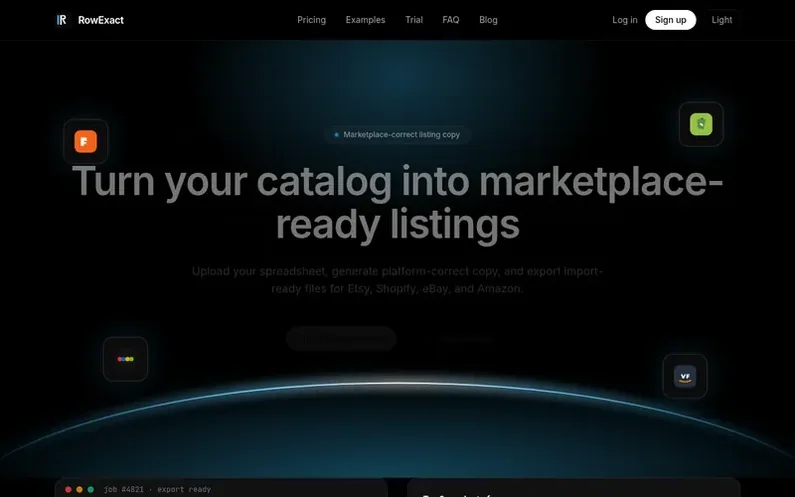 Screenshot of the RowExact homepage