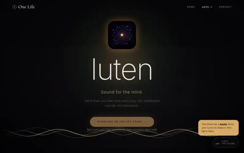 Screenshot of the Luten homepage