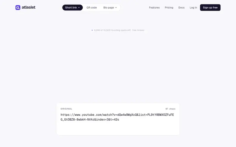 Screenshot of the atlaslet homepage