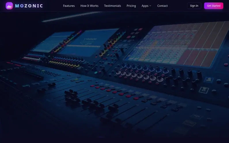 Screenshot of the Mozonic homepage