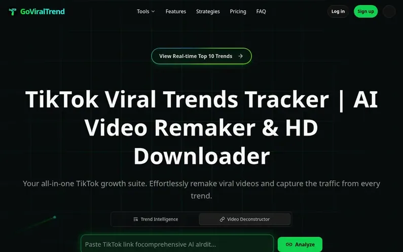 Screenshot of the GoViralTrend homepage