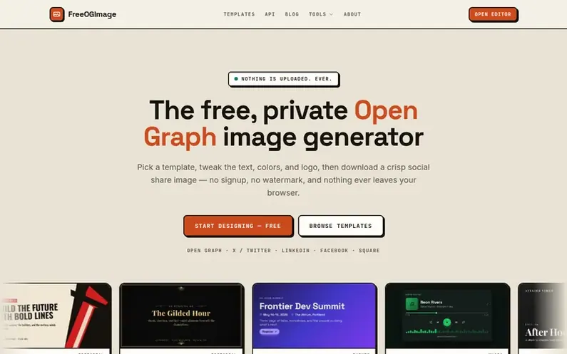 Screenshot of the FreeOGImage homepage