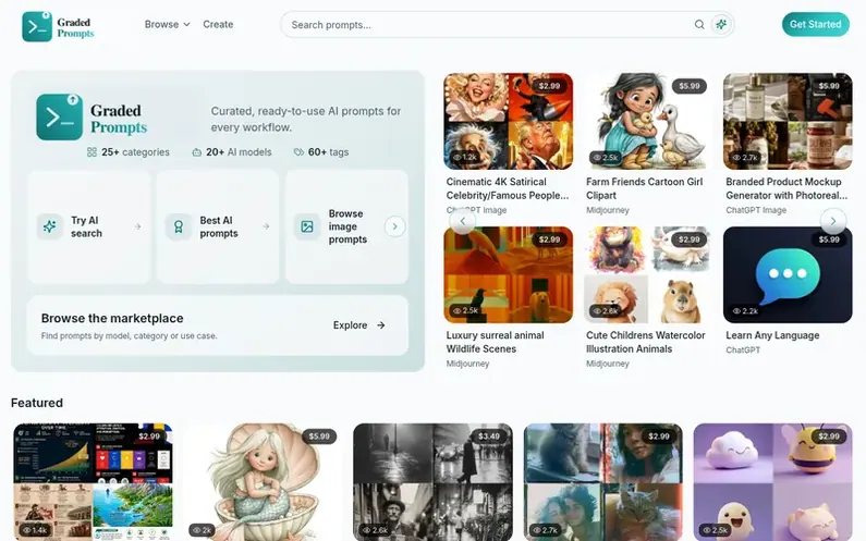 Screenshot of the Graded Prompts homepage