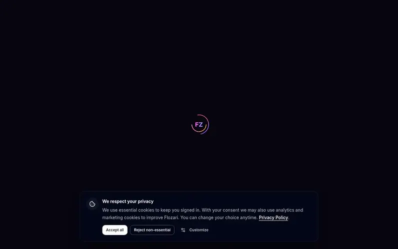 Screenshot of the Flozari homepage