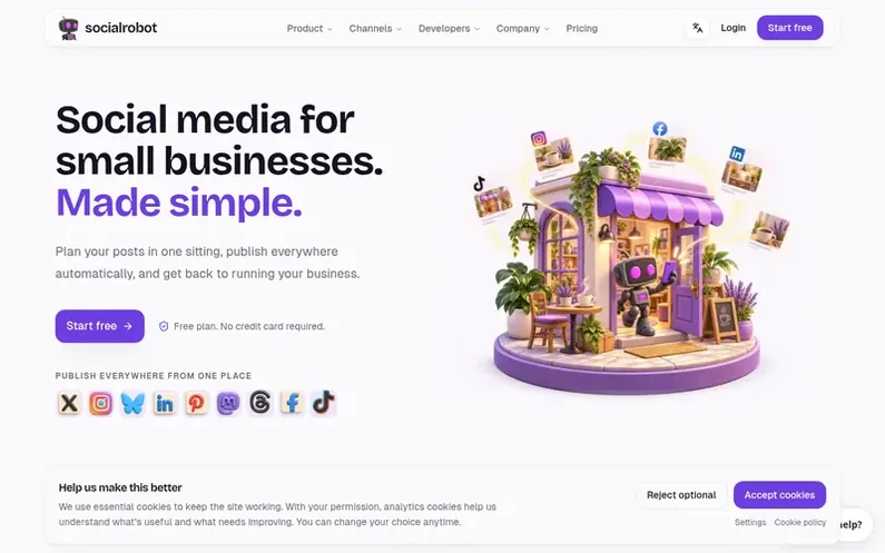 Screenshot of the SocialRobot homepage