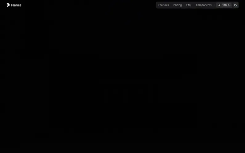 Screenshot of the Planes homepage