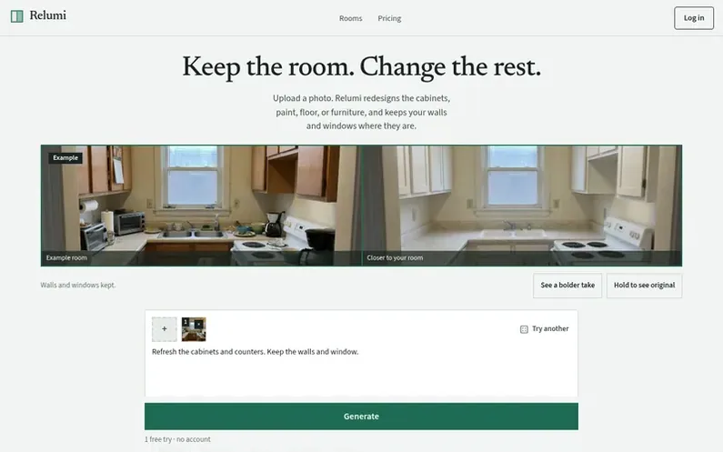 Screenshot of the Relumi homepage