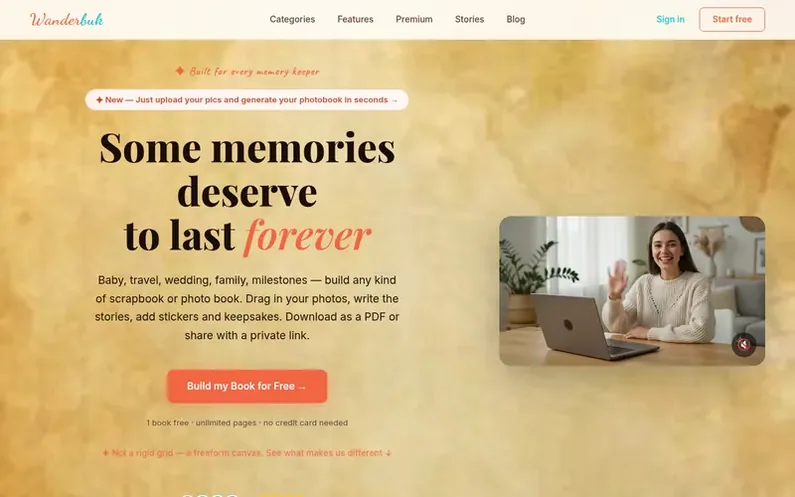 Screenshot of the Wanderbuk homepage
