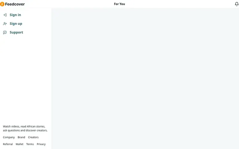 Screenshot of the Feedcover homepage