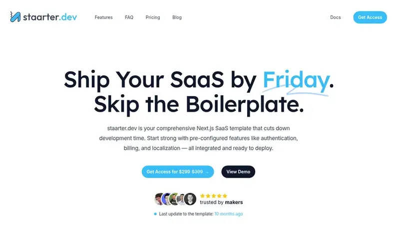 Screenshot of the staarter.dev homepage