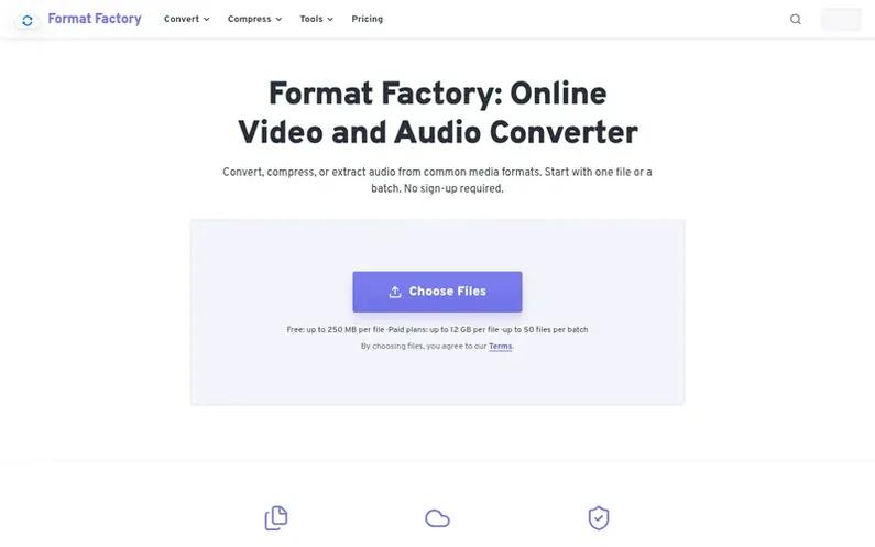 Screenshot of the Format Factory homepage
