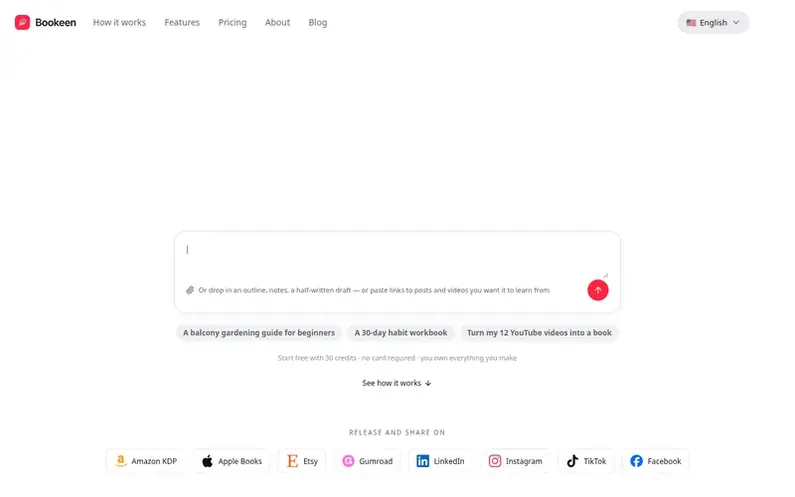 Screenshot of the Bookeen homepage